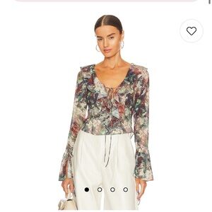 LPA Adrianne Flounce Blouse in Multi Abstract